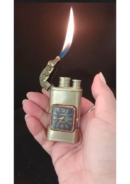 Timsah Başlıklı Antik Gold Saatli Çakmak fiyatları