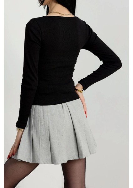 Sptrns Çerçeve Yaka Kaşkorse Bluz Siyah (Beden: M) fiyatları