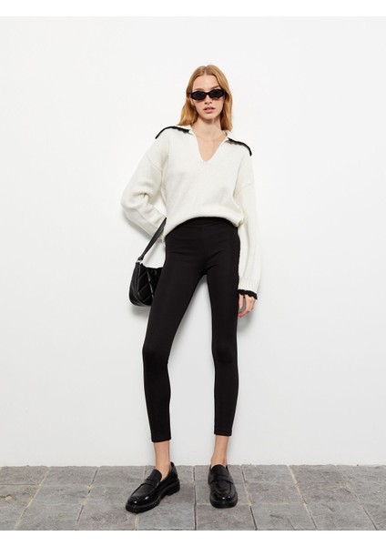 Yeni Sezon Kadın Beli Lastikli Düz Tayt