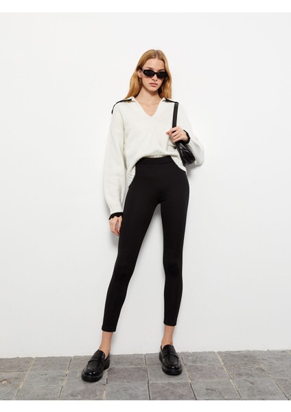 Yeni Sezon Kadın Beli Lastikli Düz Tayt fiyatları