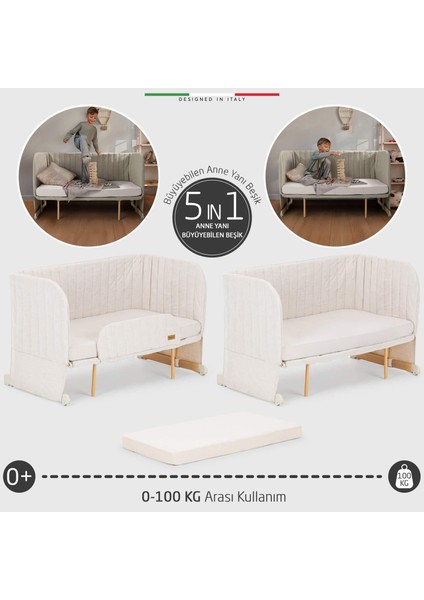 Lettino 4in1 Xl Büyüyebilen Anne Yanı Bebek Beşik Park Yatak 0-100 kg Bej fırsatları