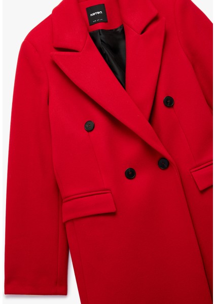 Uzun Kollu Düğmeli Kruvaze Uzun Kaşe Kaban modelleri