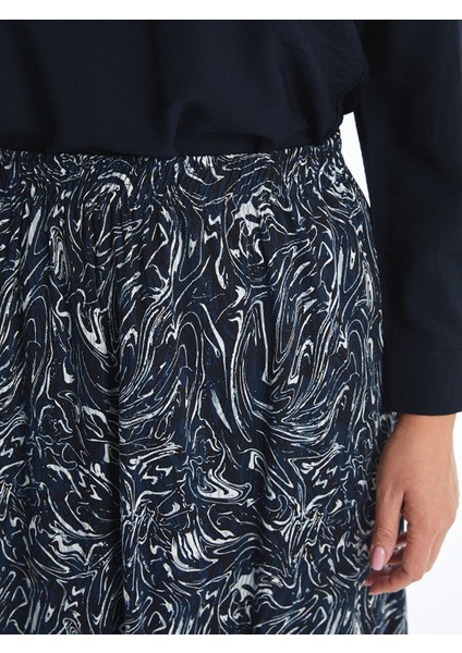 Yeni Sezon Beli Lastikli Desenli Kadın Etek modelleri