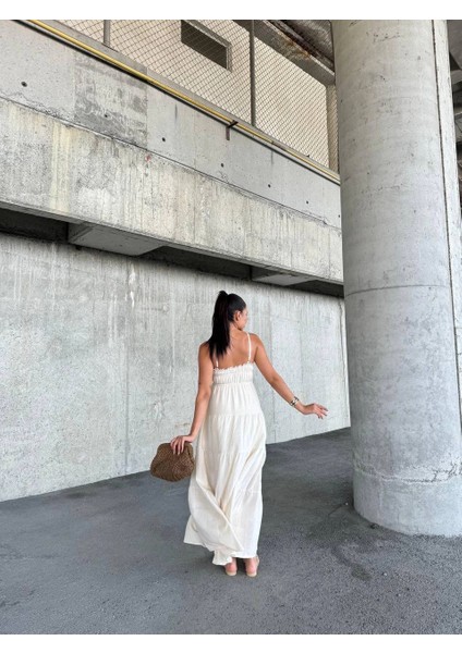 Sptrns Dantelli Askılı Keten Elbise S4310 Bej (Beden: L) fiyatları