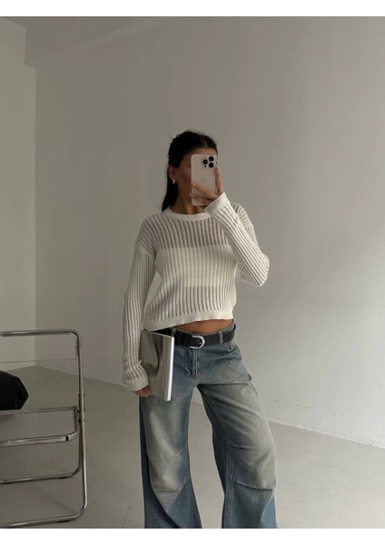 Sptrns Triko Transparent Bluz Beyaz (Beden: Standart) fiyatları