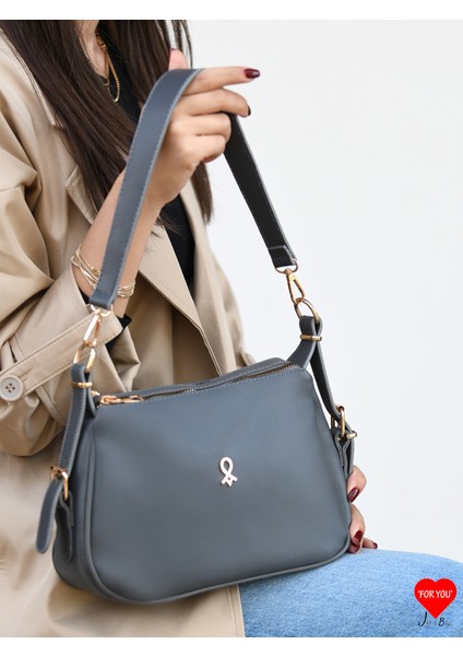 Sofia 3 Bölmeli Yumuşak Deri Çift Askılı Baget ve Omuz Çantası