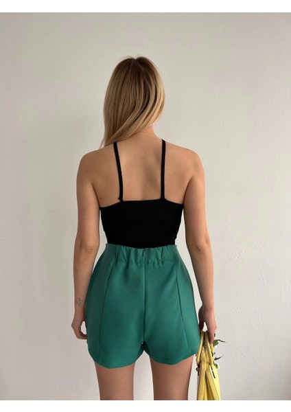 Sptrns Çift Yırtmaçlı Atlas Şort Etek Yeşil S240364 (Beden: S) modelleri