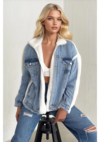 Sptrns Kürklü Kot Ceket Mavi T7009 (Beden: L) fiyatları