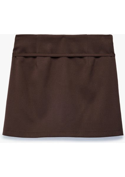 Kemer Detaylı Viskon Karışımlı Mini Şort Etek fiyatları