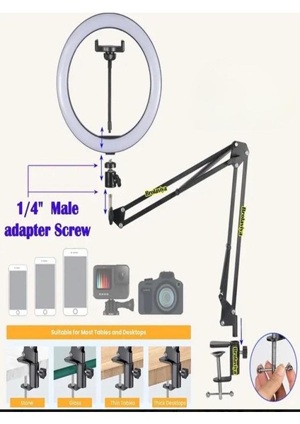 10 Inç 26 cm Ring Light Esnek Masaüstü Mengeneli Tiktoker Ring Light LED Selfie Yayın Işığı fiyatları