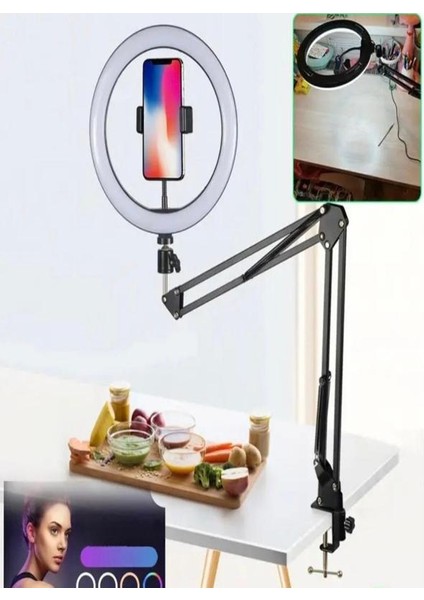 10 Inç 26 cm Ring Light Esnek Masaüstü Mengeneli Tiktoker Ring Light LED Selfie Yayın Işığı