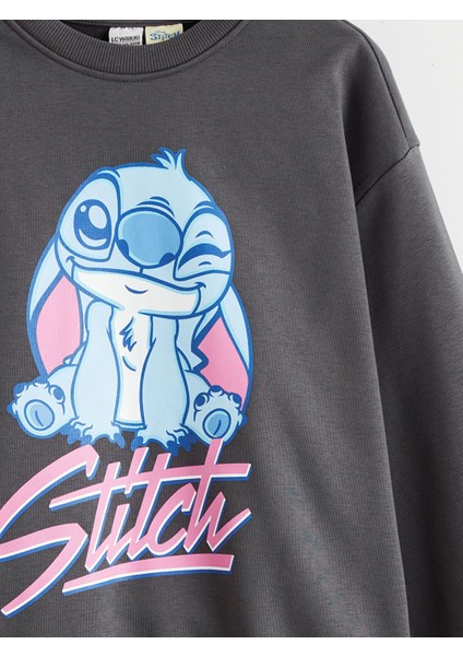 Yeni Sezon Stitch Baskılı Kız Çocuk Kalın Sweatshirt indirimleri