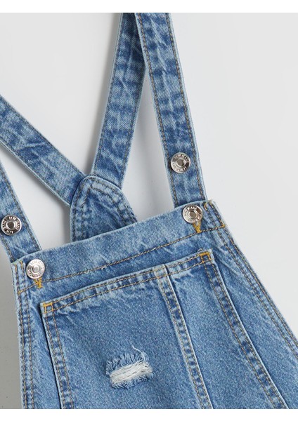 Yeni Sezon Kare Yaka Kız Çocuk Jean Salopet fiyatları