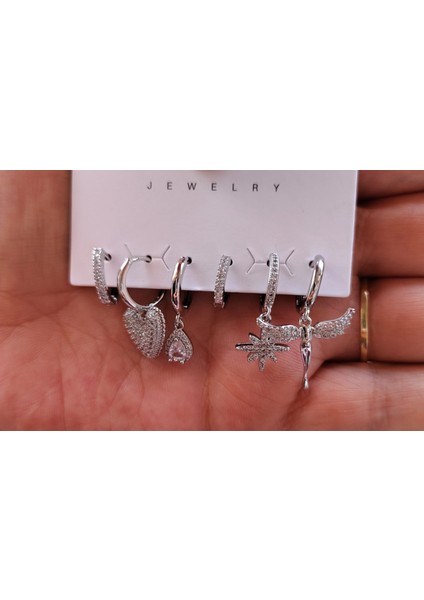 Çelik Melek Detaylı Çoklu Küpe Seti fiyatları