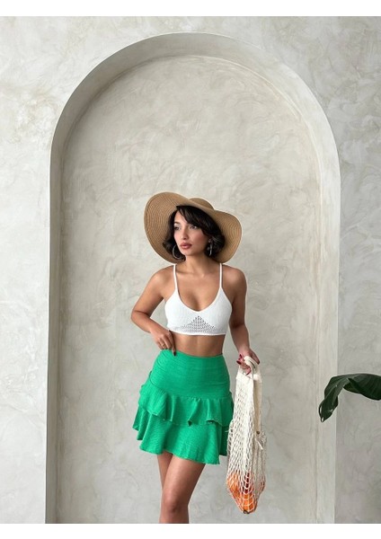 Sptrns Valonlu Fırfırlı Etek Yeşil S24681 (Beden: S) indirimleri