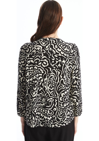 Yeni Sezon Bağlamalı Yaka Desenli Kadın Bluz indirimleri