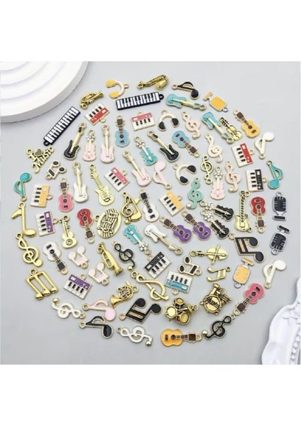 ( 100 x Adet ) 1 Set Müzik Hissi Seti Enstrüman & Nota / Bileklik & Küpe & Kolye Ucu fiyatları