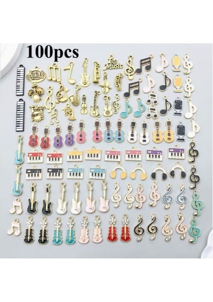 ( 100 x Adet ) 1 Set Müzik Hissi Seti Enstrüman & Nota / Bileklik & Küpe & Kolye Ucu modelleri