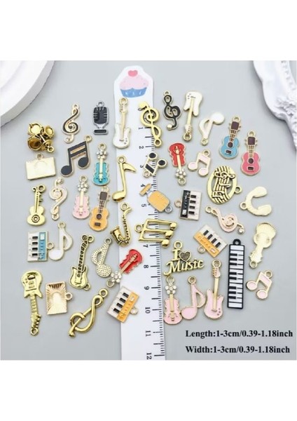 ( 100 x Adet ) 1 Set Müzik Hissi Seti Enstrüman & Nota / Bileklik & Küpe & Kolye Ucu fırsatları