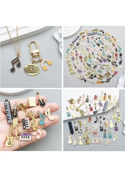( 100 x Adet ) 1 Set Müzik Hissi Seti Enstrüman & Nota / Bileklik & Küpe & Kolye Ucu indirimleri
