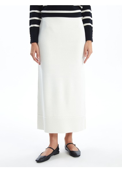 Yeni Sezon Kadın Beli Lastikli Düz Triko Etek modelleri