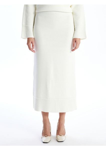 Yeni Sezon Kadın Beli Lastikli Düz Triko Etek fırsatları