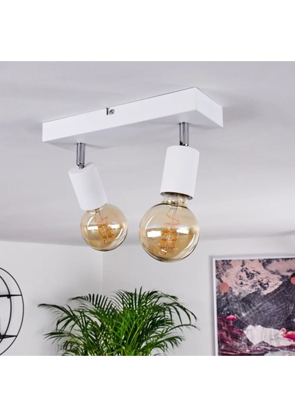 Modern Beyaz 2XE27 Mafsallı Hareketli Başlık(Glop Ampul Hariç) Metal Spot Avize fırsatları