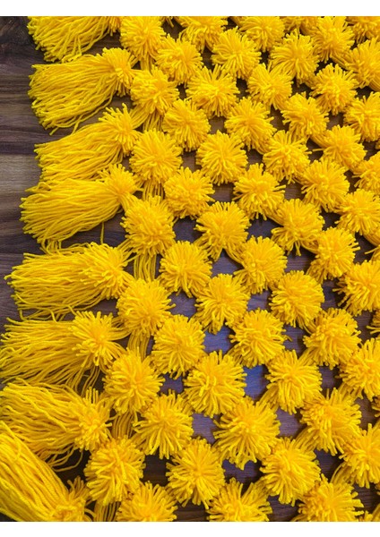 Sarı Ponponlu El Dokuması Bebek Battaniyesi 1m x 75 cm modelleri