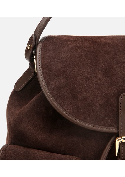 03CAH316410A480 KADIN Süet Deri Kahverengi Cepli Tokalı Sırt Çantası fiyatları