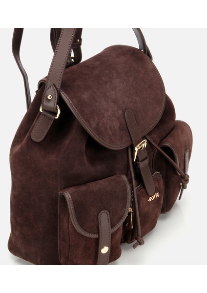 03CAH316410A480 KADIN Süet Deri Kahverengi Cepli Tokalı Sırt Çantası indirimleri