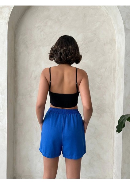 Sptrns Armalı Keten Şort Saks Mavisi S251003 (Beden: M) fiyatları