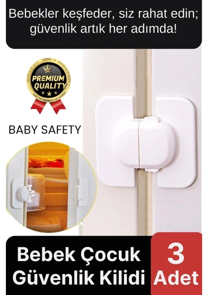 Özel Üretim Çekmece Buzdolabı Pencere Dolap Sabitleyici Çocuk Bebek Koruyucu Güvenlik Kilidi 3 Adet