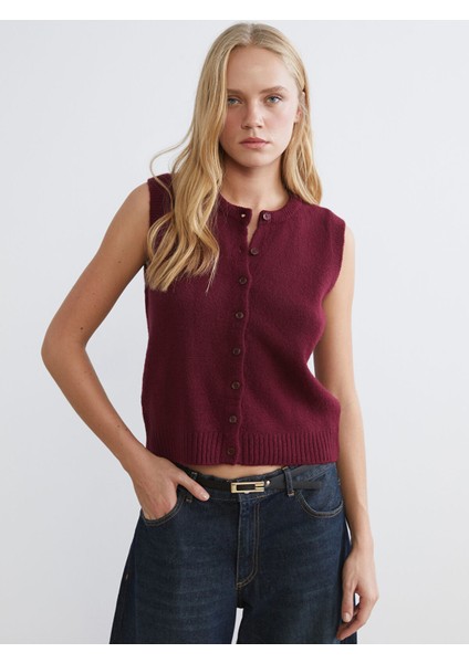 Yeni Sezon Bisiklet Yaka Kadın Triko Yelek