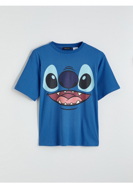 Yeni Sezon Bisiklet Yaka Stitch Baskılı Oversize Kadın Tişört