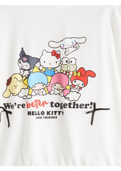 Yeni Sezon Bisiklet Yaka Hello Kitty Baskılı Kız Çocuk Sweatshirt modelleri