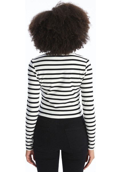 Yeni Sezon Bisiklet Yaka Çizgili Uzun Kollu Kadın Body fırsatları