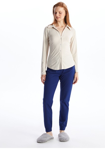 Yeni Sezon Gömlek Yaka Düz Uzun Kollu Kadın Pijama Üstü fiyatları