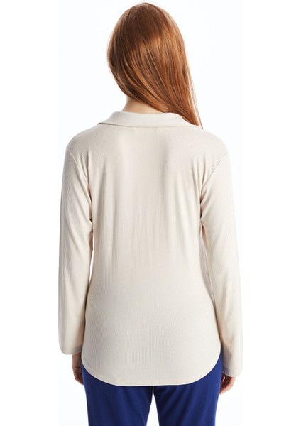 Yeni Sezon Gömlek Yaka Düz Uzun Kollu Kadın Pijama Üstü indirimleri