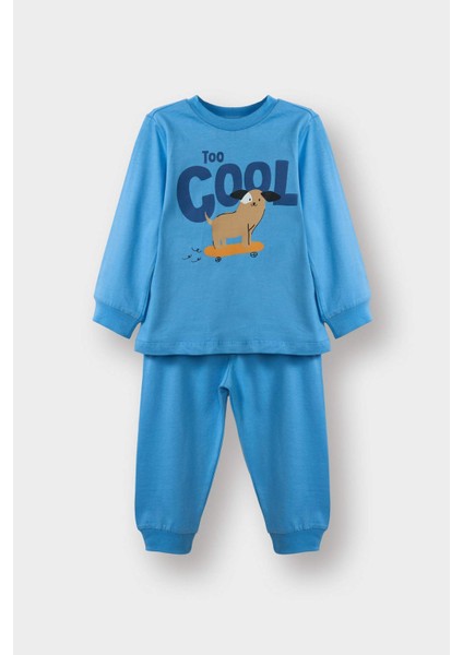 Erkek Bebek Pijama Takımı Baskılı Uzun Kollu Penye Üst Uzun Alt G4403A525WN