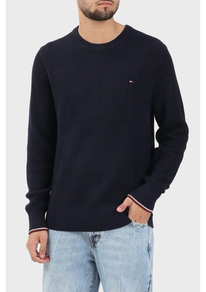 Pamuklu Regular Fit Logolu Bisiklet Yaka Kazak Erkek Kazak MW0MW41516 Dw5