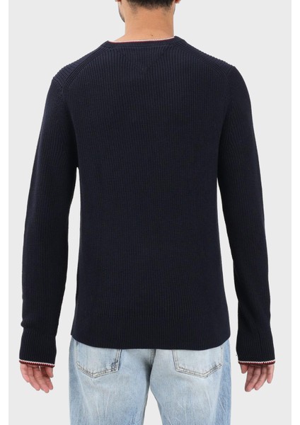 Pamuklu Regular Fit Logolu Bisiklet Yaka Kazak Erkek Kazak MW0MW41516 Dw5 modelleri