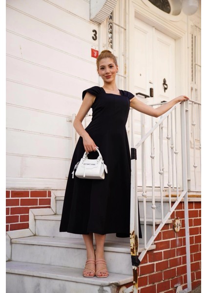 Sptrns U Yaka Prenses Elbise Siyah S255101 (Beden: L)