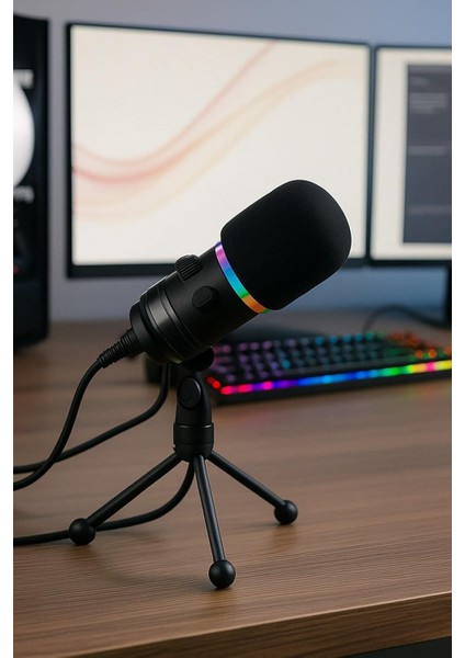 Rgb Profesyonel Stüdyo Mikrofon Kayıt Usb/xlr Çift Modlu Podcast Dinamik Mikrofon Masaüstü Canlı Yayın Mikrofonu Pc Usb, Oyun, Podcast, Kayıt, Yayın, Mac, Winows ile Uyumlu Q1