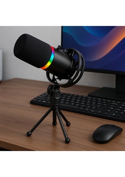 Rgb Profesyonel Stüdyo Mikrofon Kayıt Usb/xlr Çift Modlu Podcast Dinamik Mikrofon Masaüstü Canlı Yayın Mikrofonu Pc Usb, Oyun, Podcast, Kayıt, Yayın, Mac, Winows ile Uyumlu Q1 fiyatları