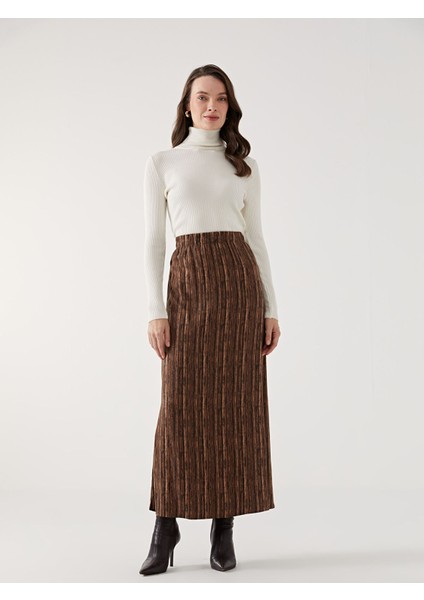 Yeni Sezon Beli Lastikli Desenli Kadın Etek