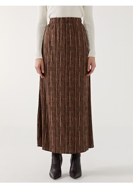 Yeni Sezon Beli Lastikli Desenli Kadın Etek modelleri