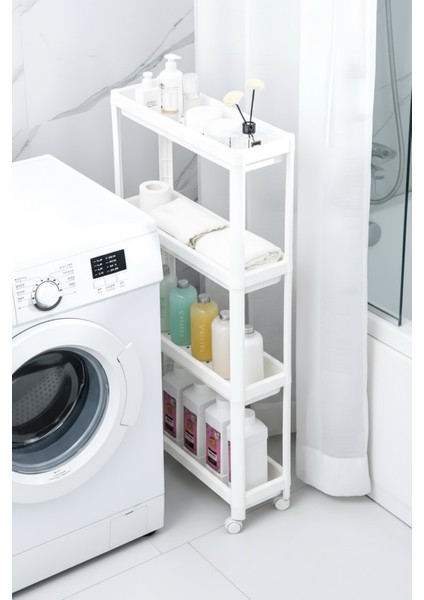 4 Katlı Tekerlekli Çok Amaçlı Slim Raf Düzenleyici, Mutfak Rafı, Banyo Rafı fırsatları