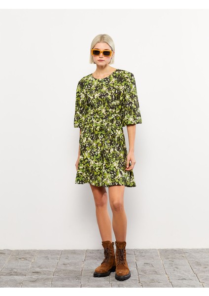 Yeni Sezon Bisiklet Yaka Desenli Uzun Kollu Kadın Gömlek Elbise modelleri