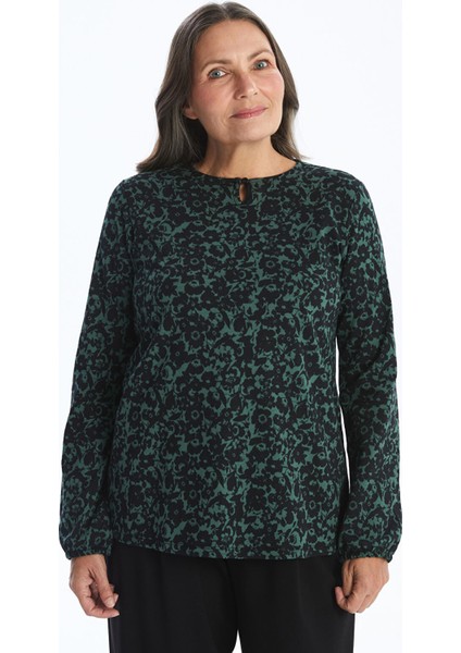 Yeni Sezon Bisiklet Yaka Desenli Kadın Bluz