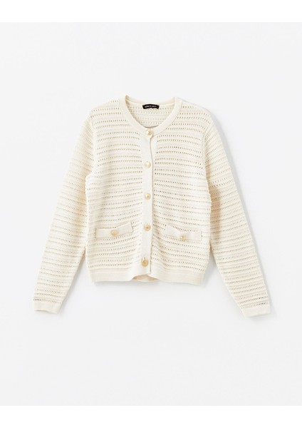 Yeni Sezon Bisiklet Yaka Ajurlu Kadın Triko Hırka indirimleri